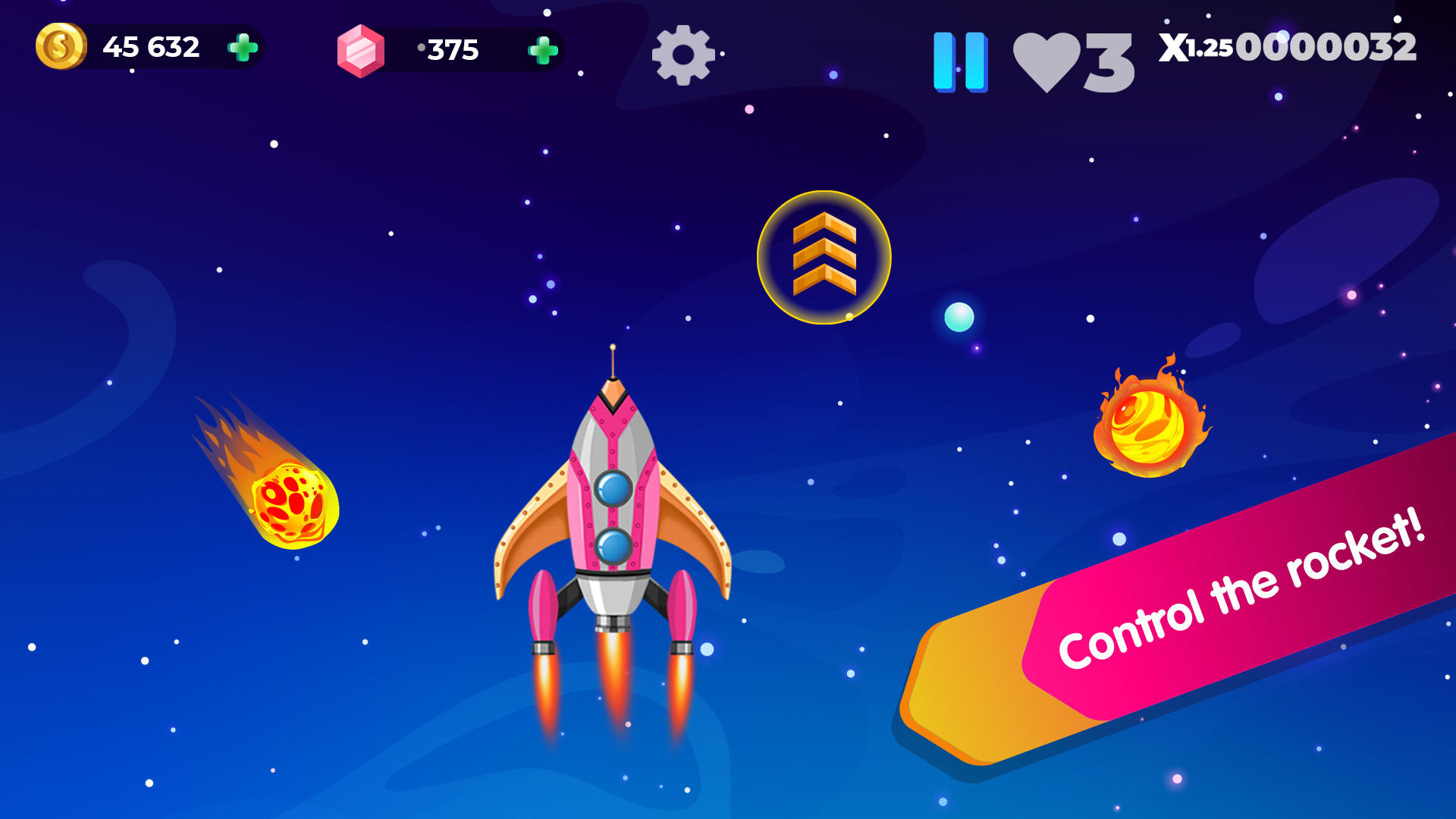 Rocket in Space: Running Games Game Screenshot