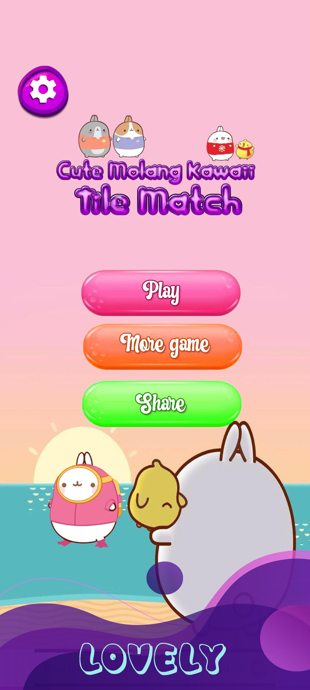 Cute Molang Kawaii Tile Match Game Screenshot