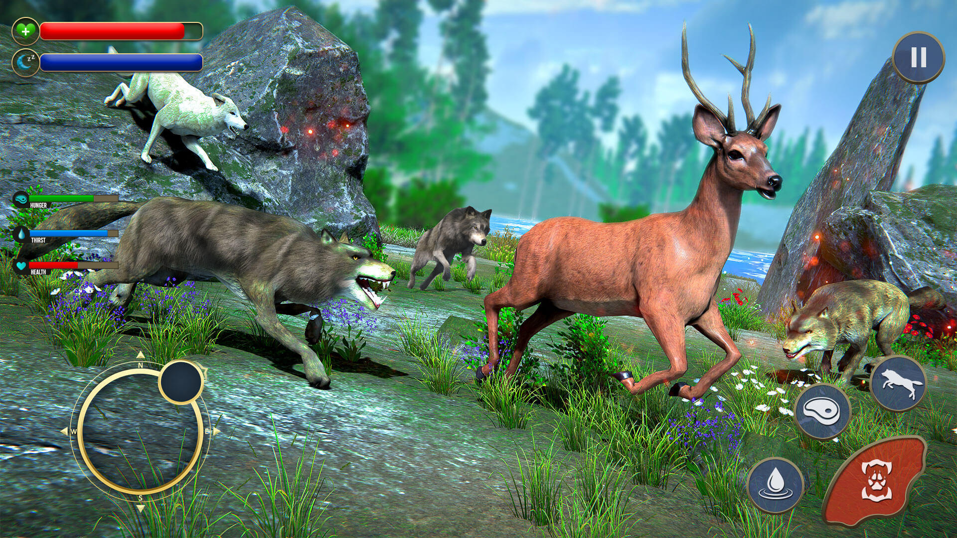 Screenshot 1 of Wolf Sim- အော့ဖ်လိုင်းတိရစ္ဆာန်ဂိမ်းများ 3.7