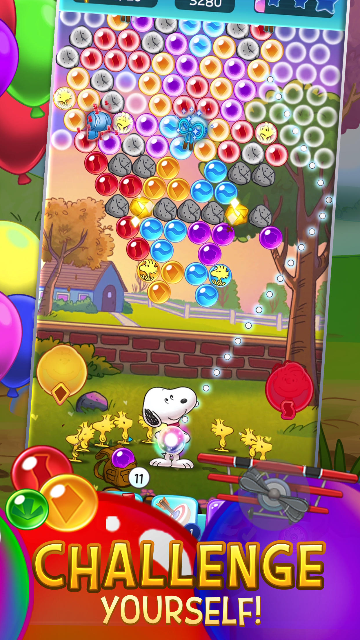 Bubble Shooter - Snoopy POP! Game Screenshot