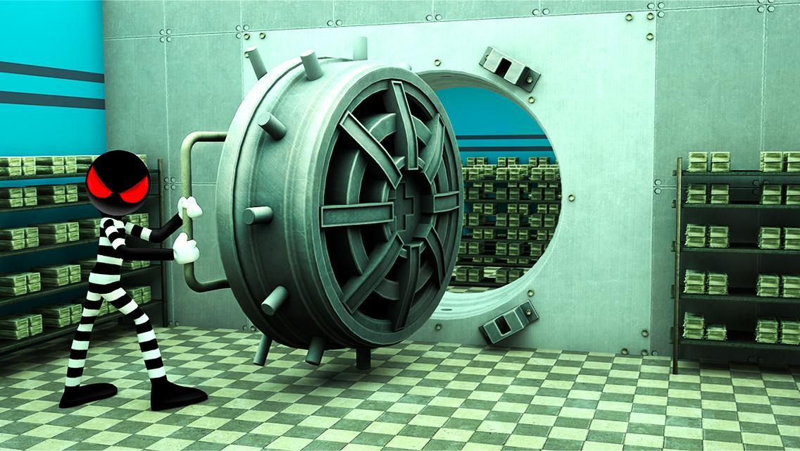 Cuplikan Layar Game Stickman Bank Robbery Escape