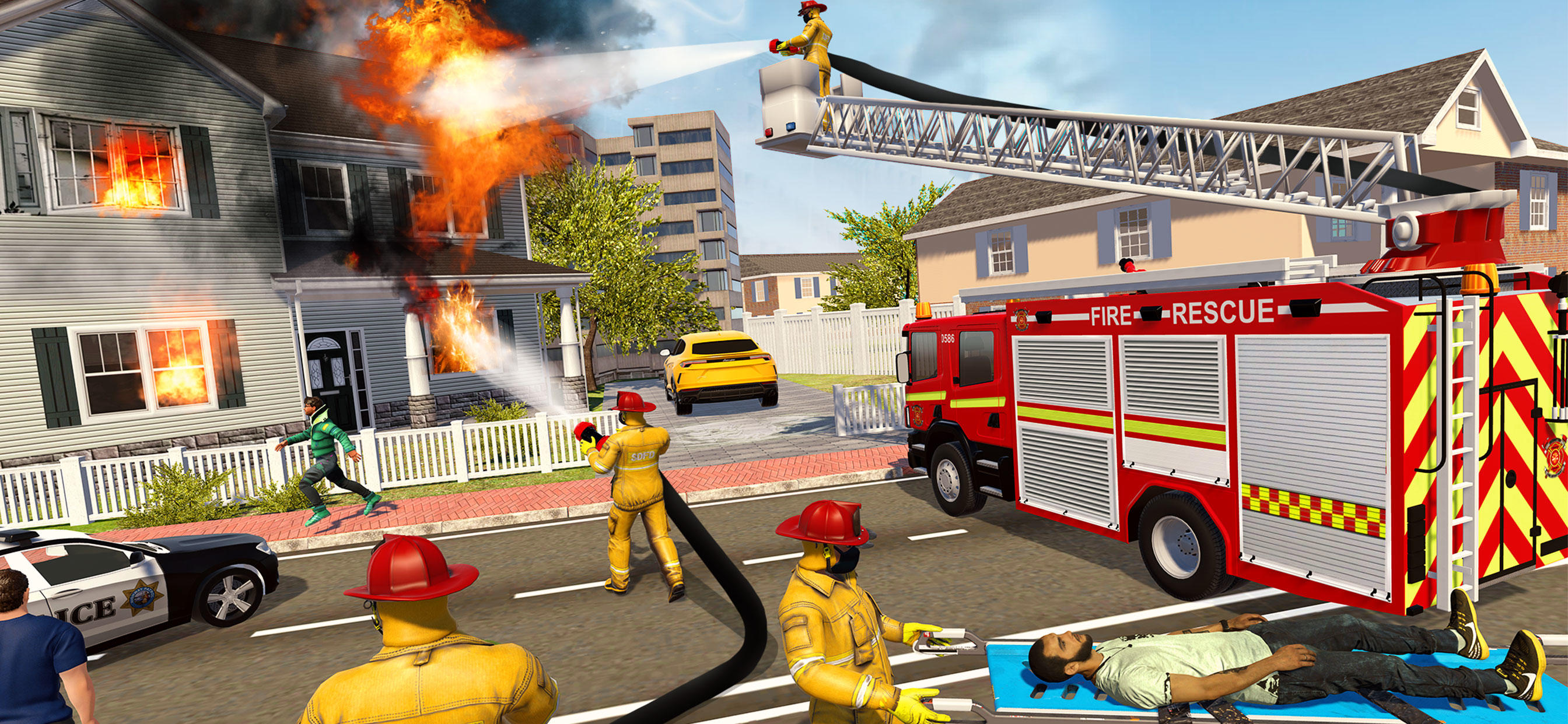 911 Fire Truck Games Simulator Game Screenshot