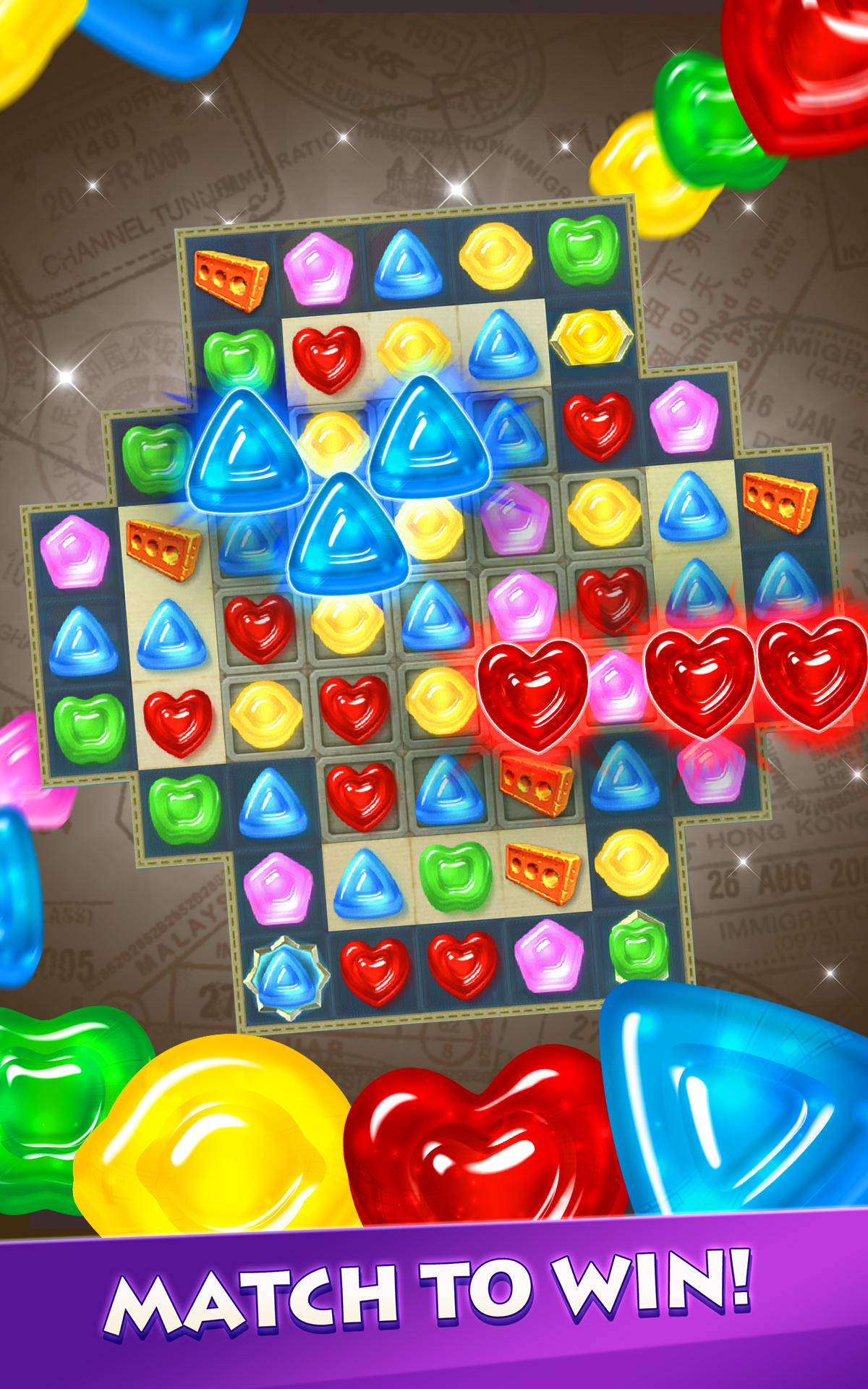 Gummy Drop! Match 3 & Travel Game Screenshot