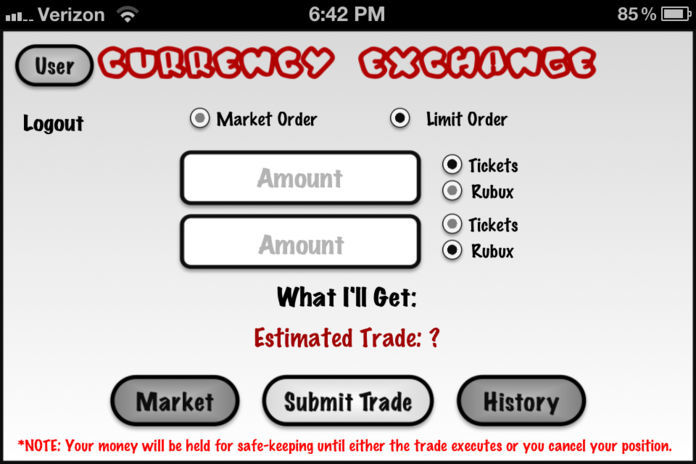 Screenshot of Currency Exchange for ROBLOX