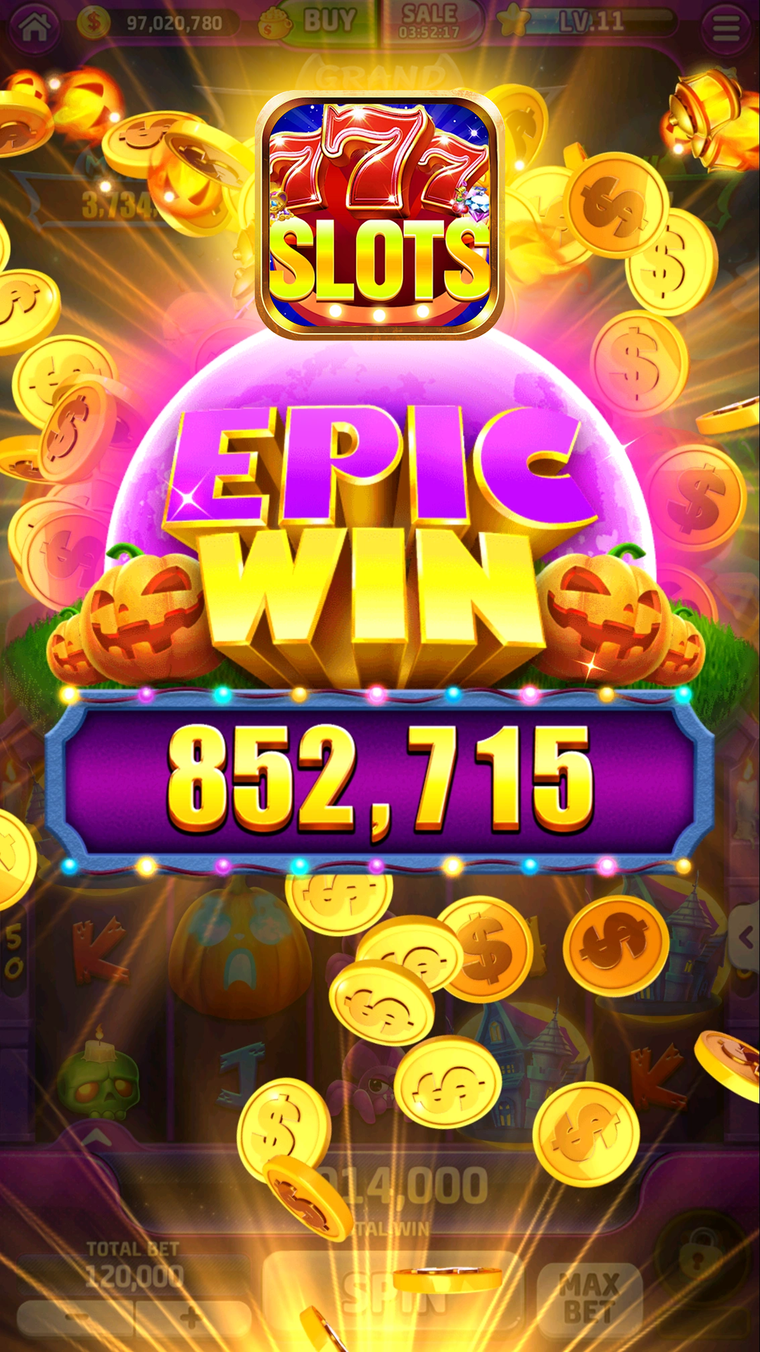 Interfața de login a aplicației mobile 777 Casino