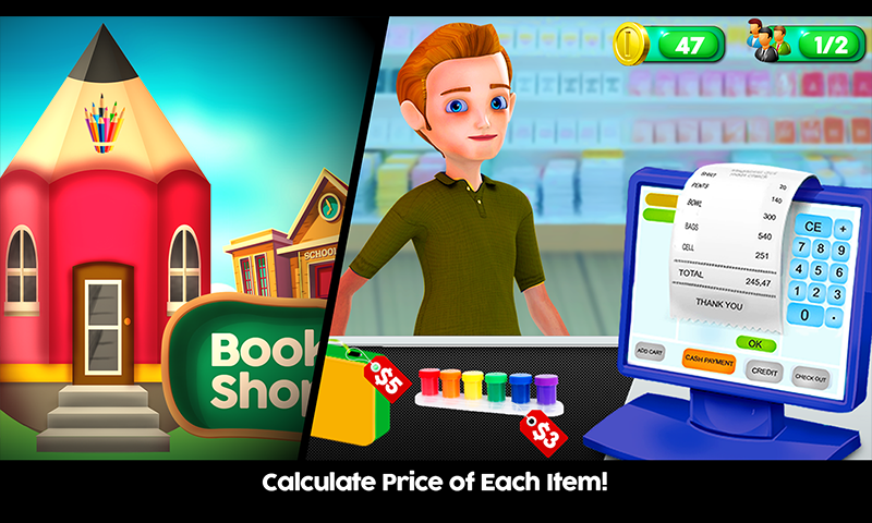 High School Book Store Cashier - Kids Game Game Screenshot