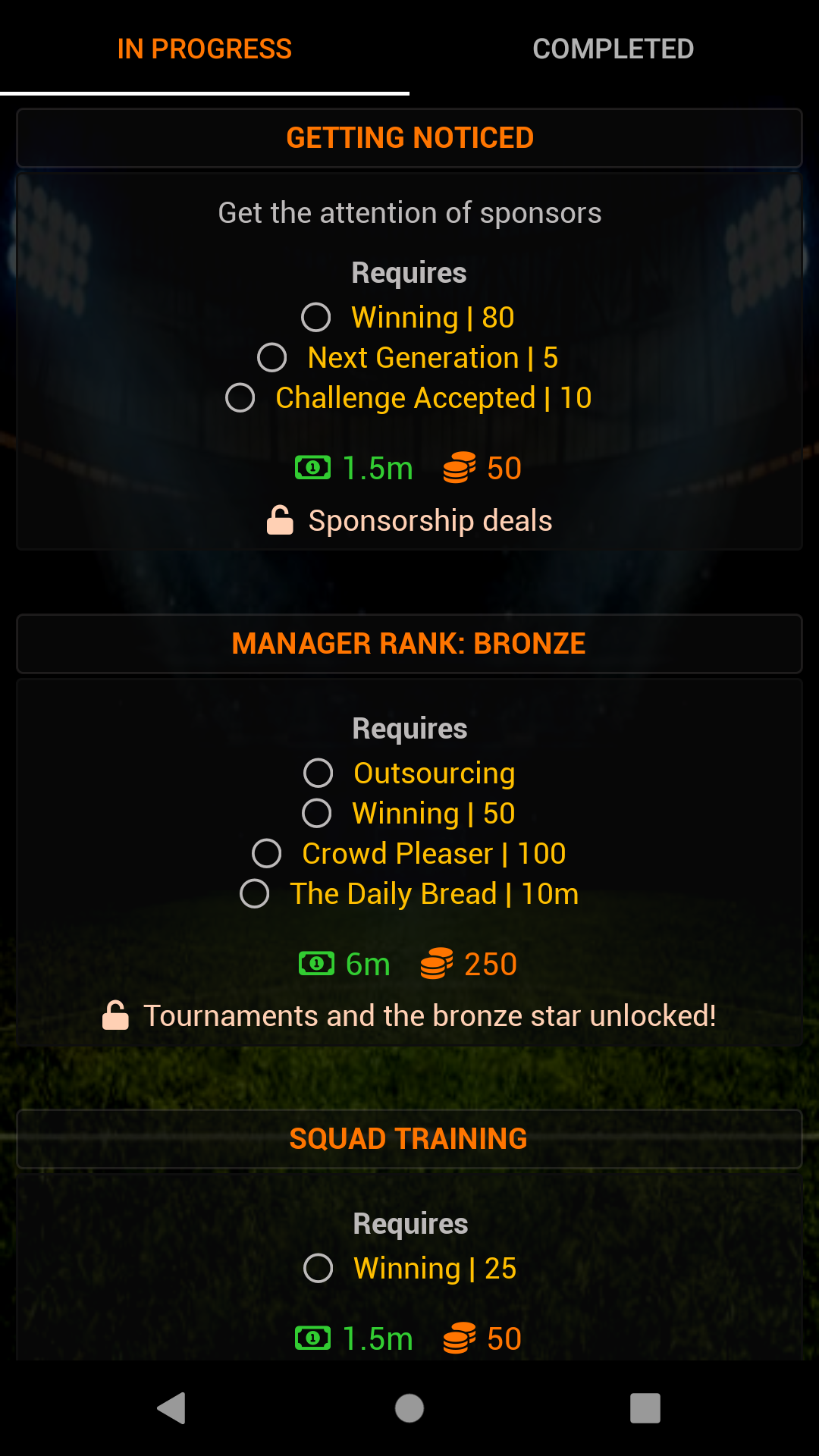 Screenshot of Sidelines Football Manager