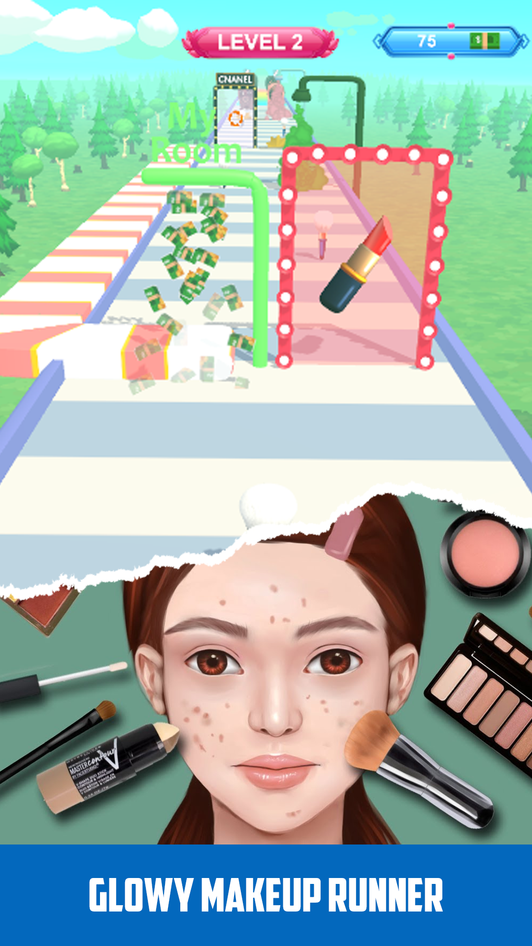 MakeUp and MakeOver Runner 3D Game Screenshot