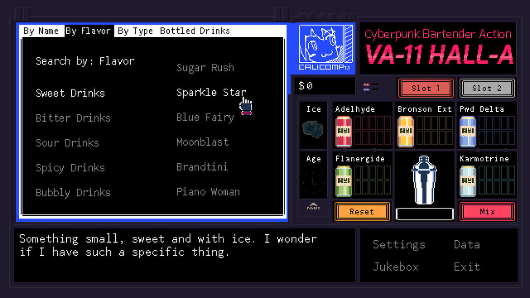 VA-11 Hall-A: Cyberpunk Bartender Action 게임 스크린 샷