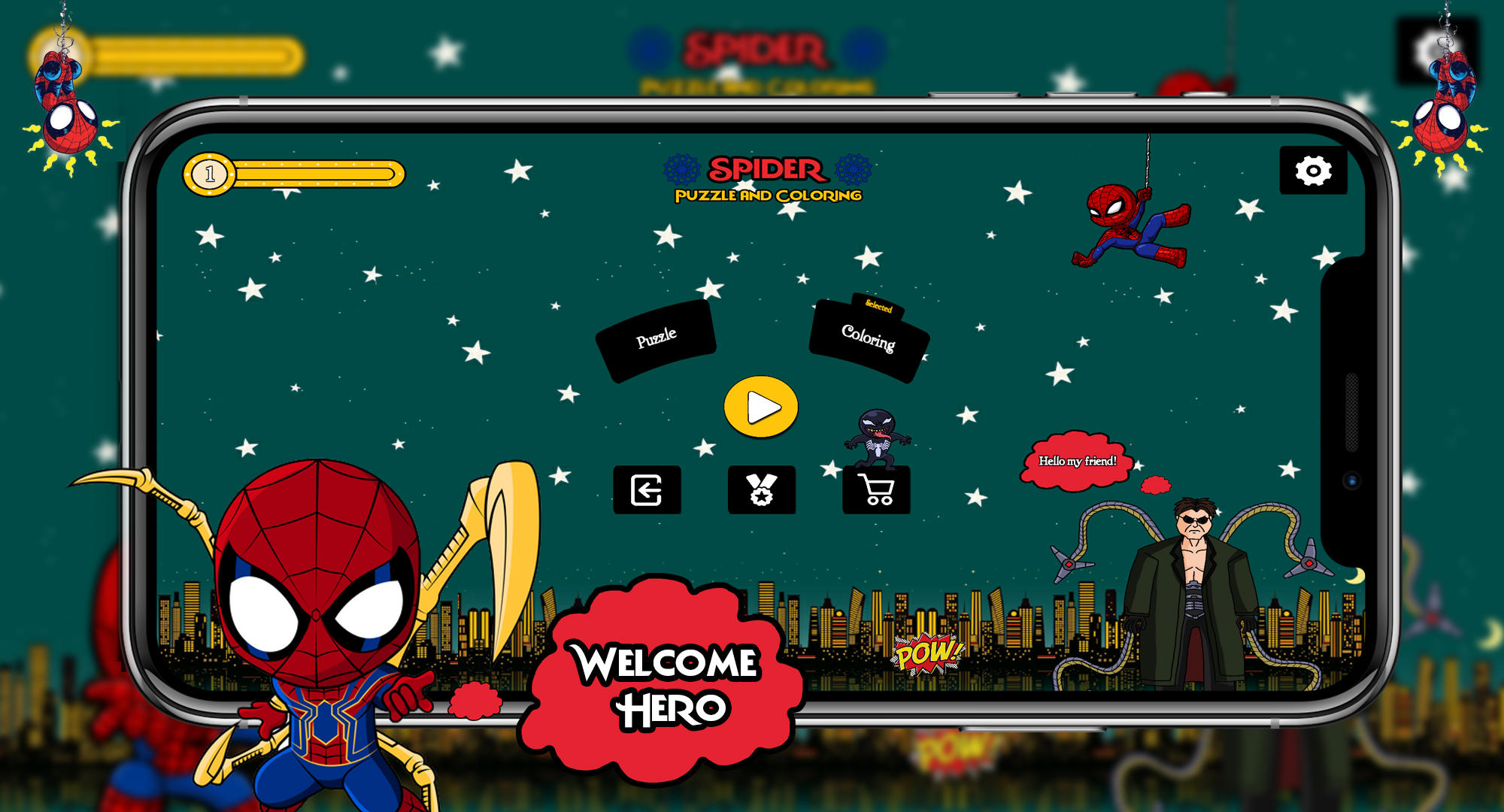 Captura de Tela do Jogo Spider Hero Coloring Man