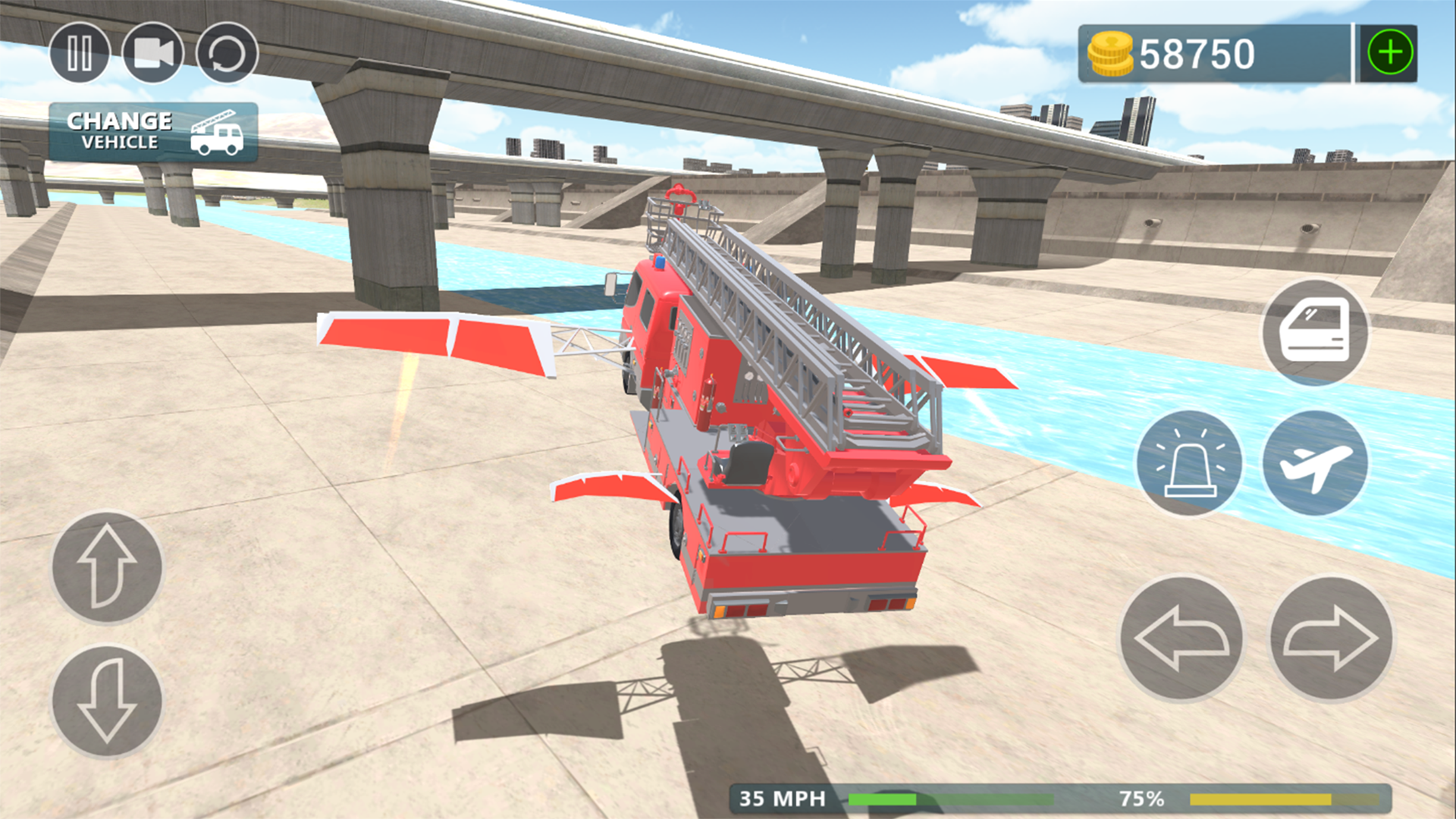 Fire Truck Flying Car Game Screenshot