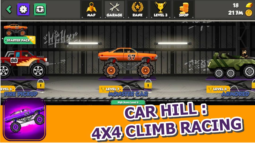 Car Hill : 4x4 Climb Racing 게임 스크린 샷