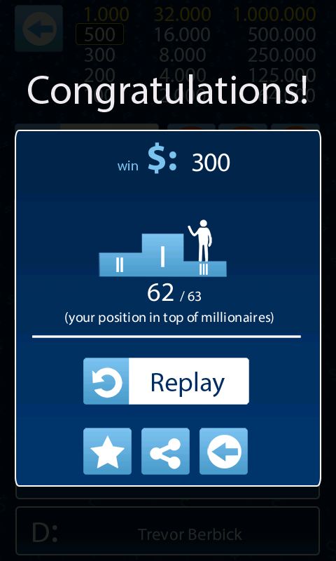 Millionaire screenshot game