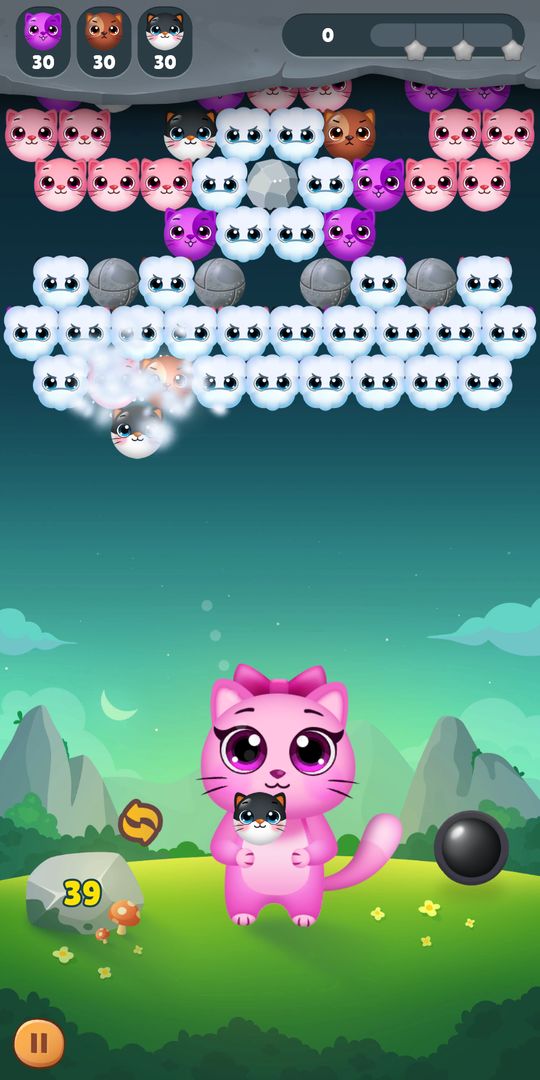 Bubble Shooter Cat - Free Pink Cat Game 2019 ภาพหน้าจอเกม