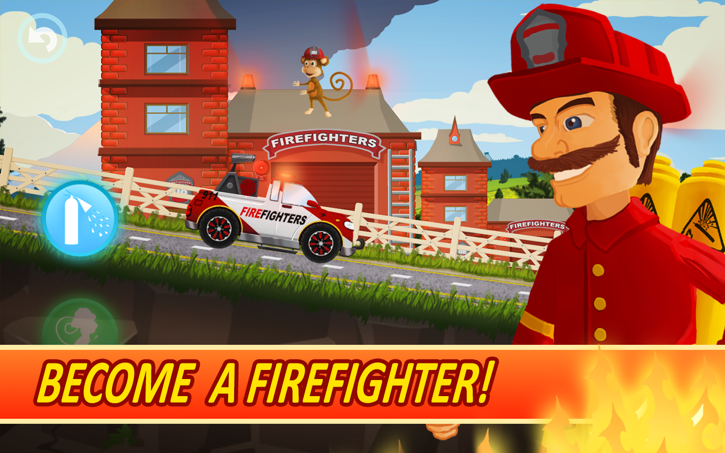Cuplikan Layar Game Fire Fighters Racing for Kids