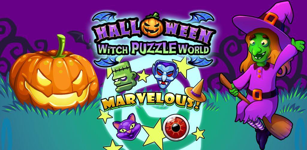 Banner of Halloween Witch Puzzle World 