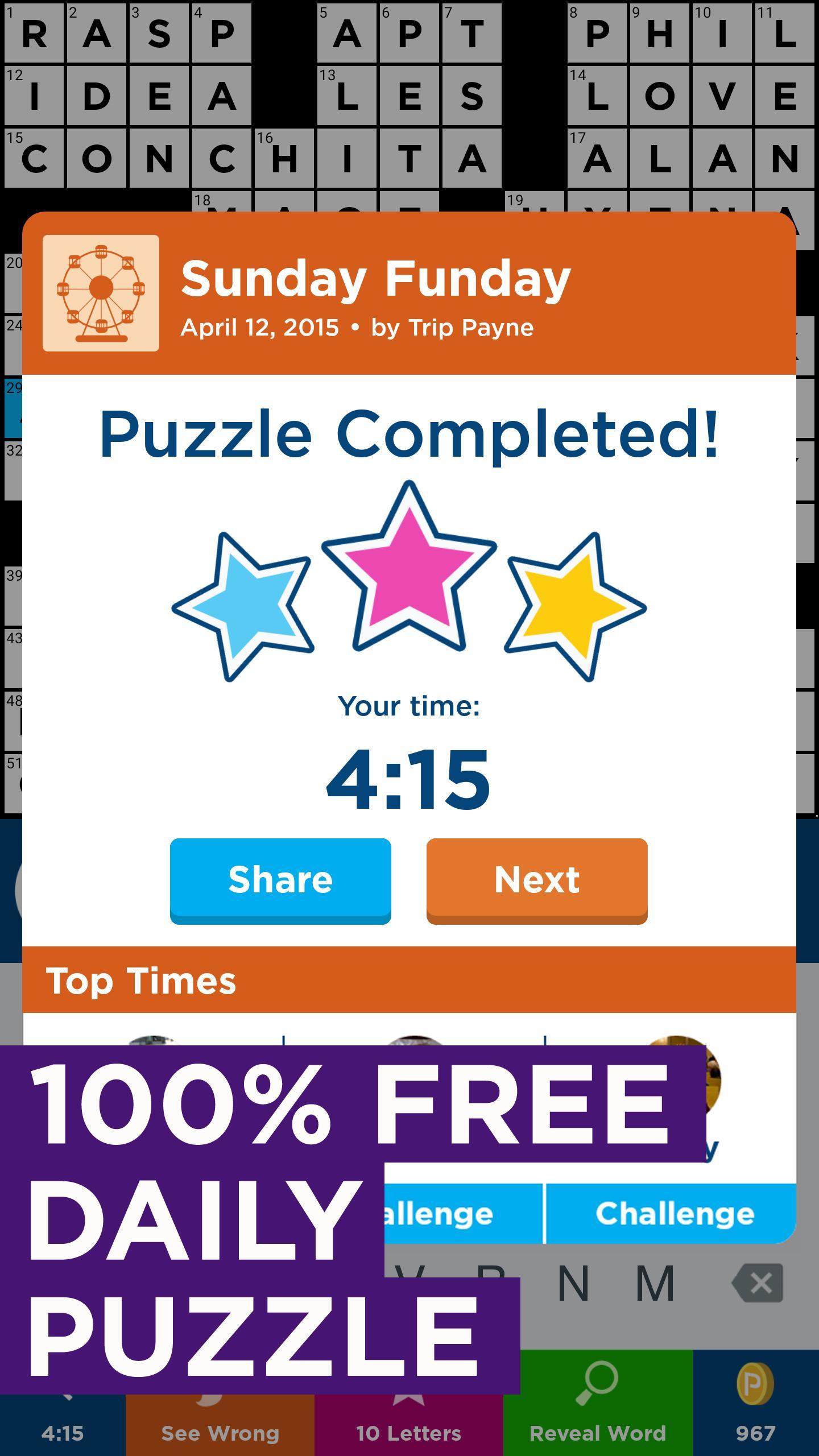 Скриншот игры Daily Celebrity Crossword