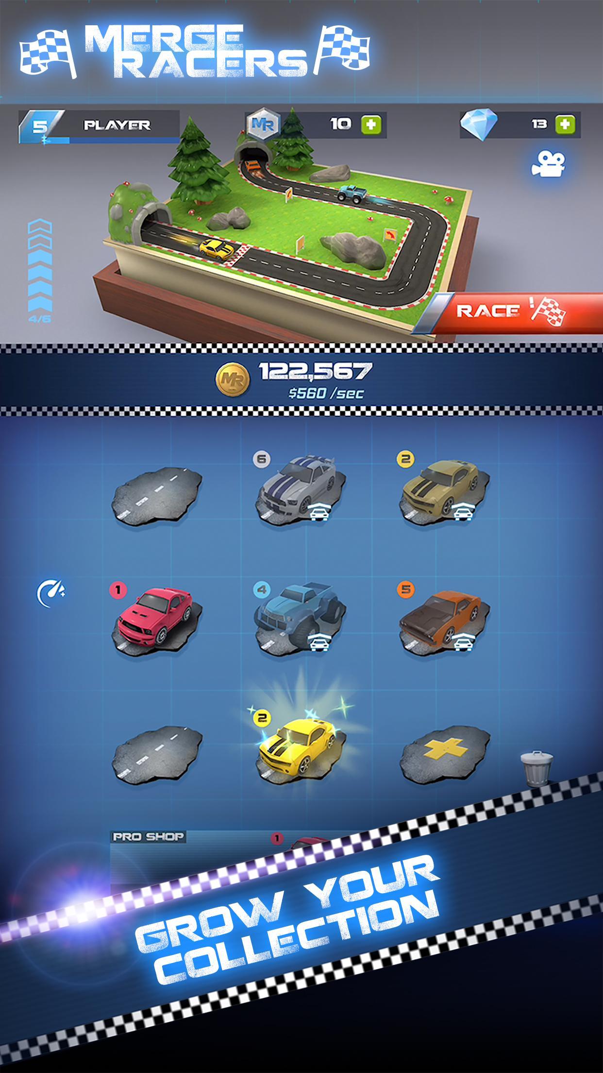 Скриншот игры Merge Racers: Idle Car Empire + Racing Game