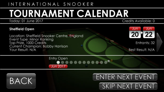 Screenshot of International Snooker Career