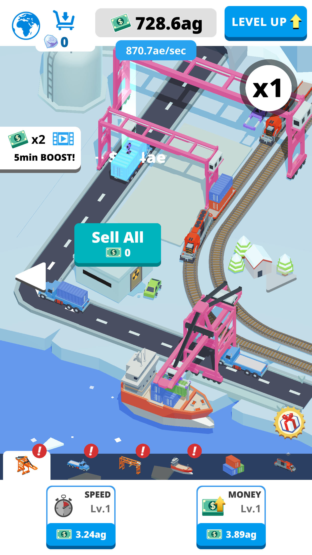 Idle Port Tycoon Game Screenshot