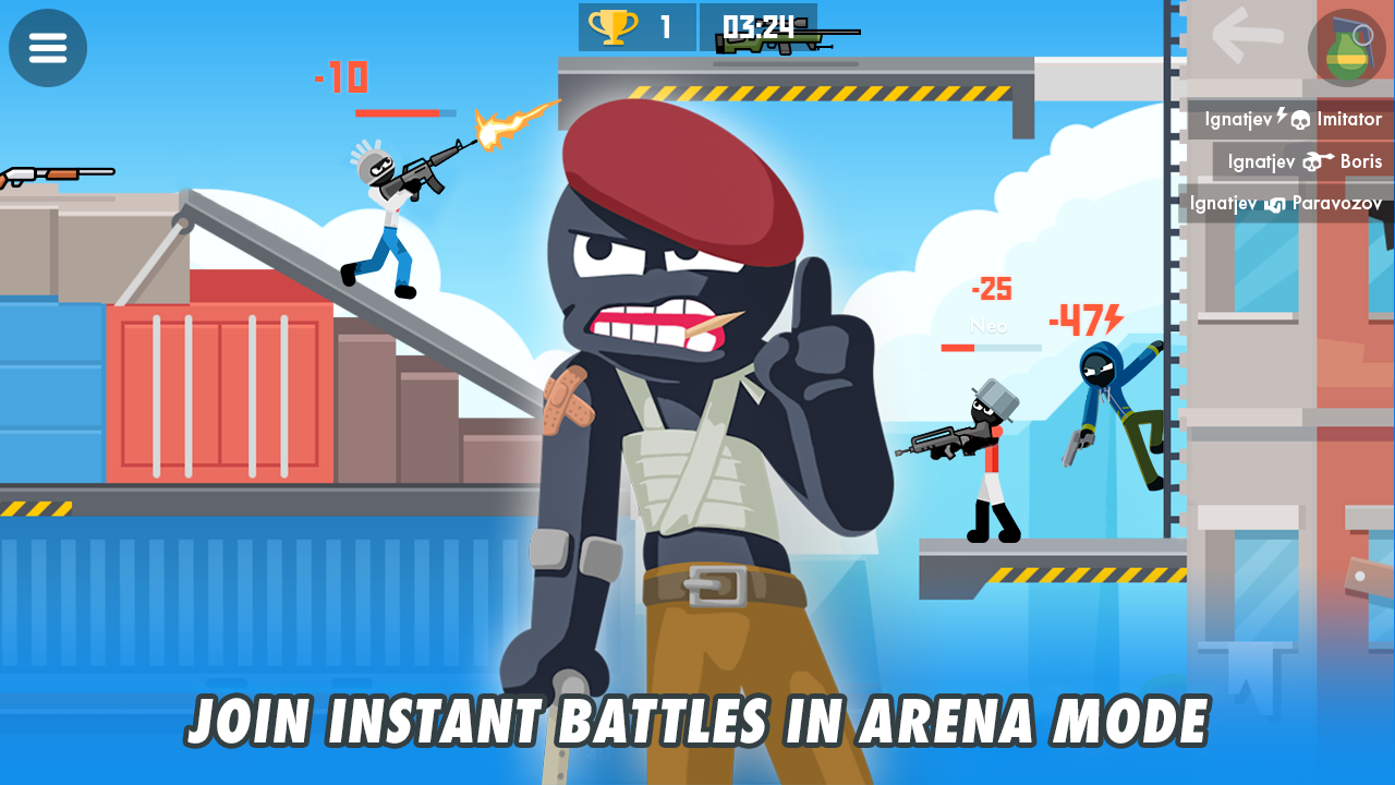 Cuplikan Layar Game Stickman Combats: Multiplayer Stick Battle Shooter