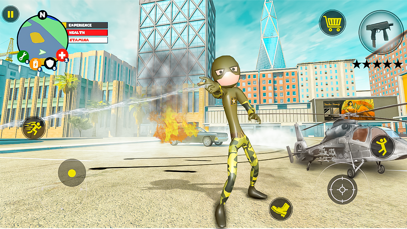 Stickman Rope Hero:  Army hero Game Screenshot
