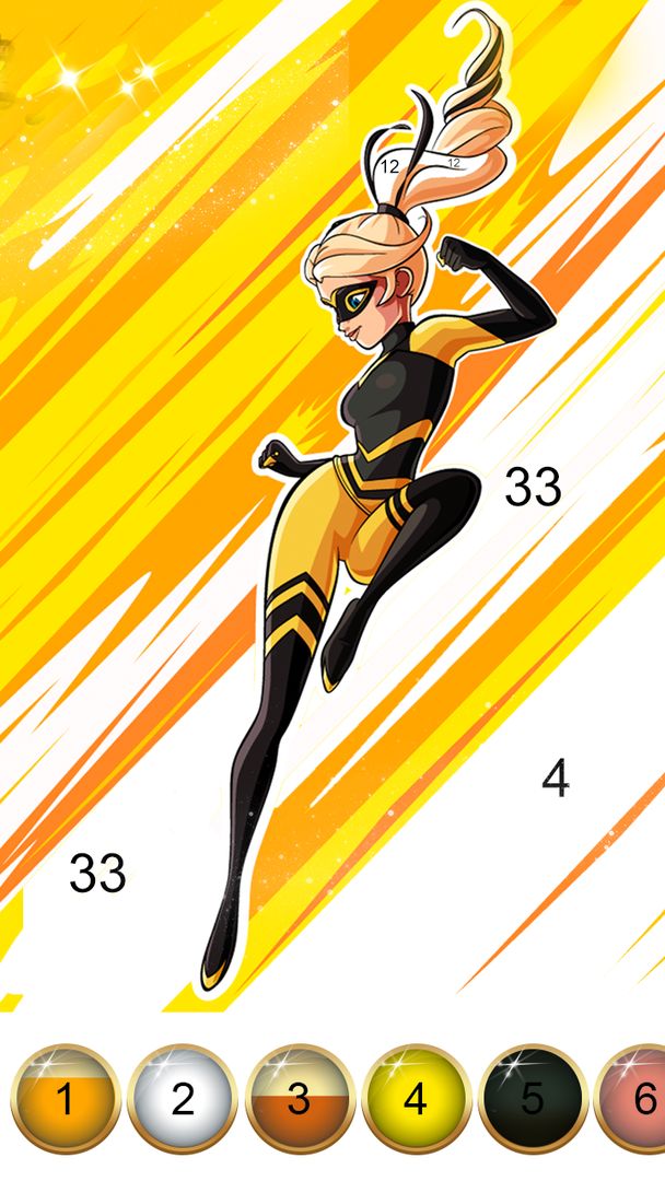 Screenshot of Miraculous Ladybug & Cat Noir. Color by number