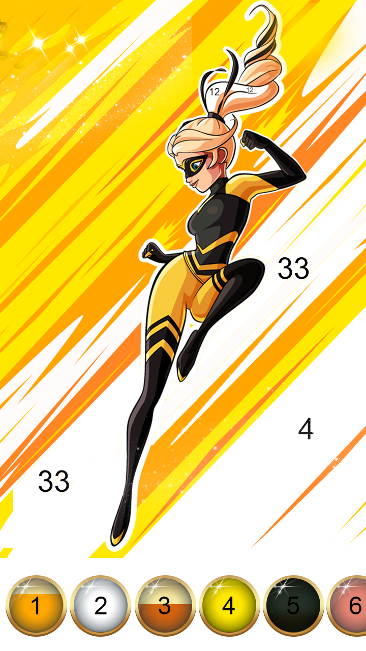 Miraculous Ladybug & Cat Noir. Color by number Game Screenshot