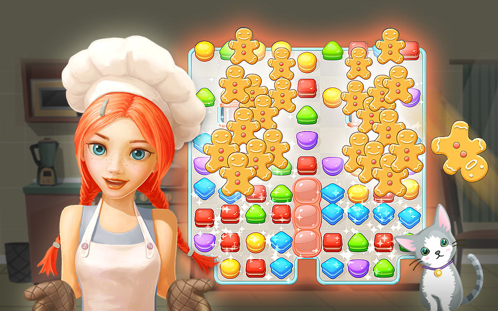 케이크 쿠킹 팝 : 매치 퍼즐 (캔디, 쿠키, 젤리) 게임 스크린 샷