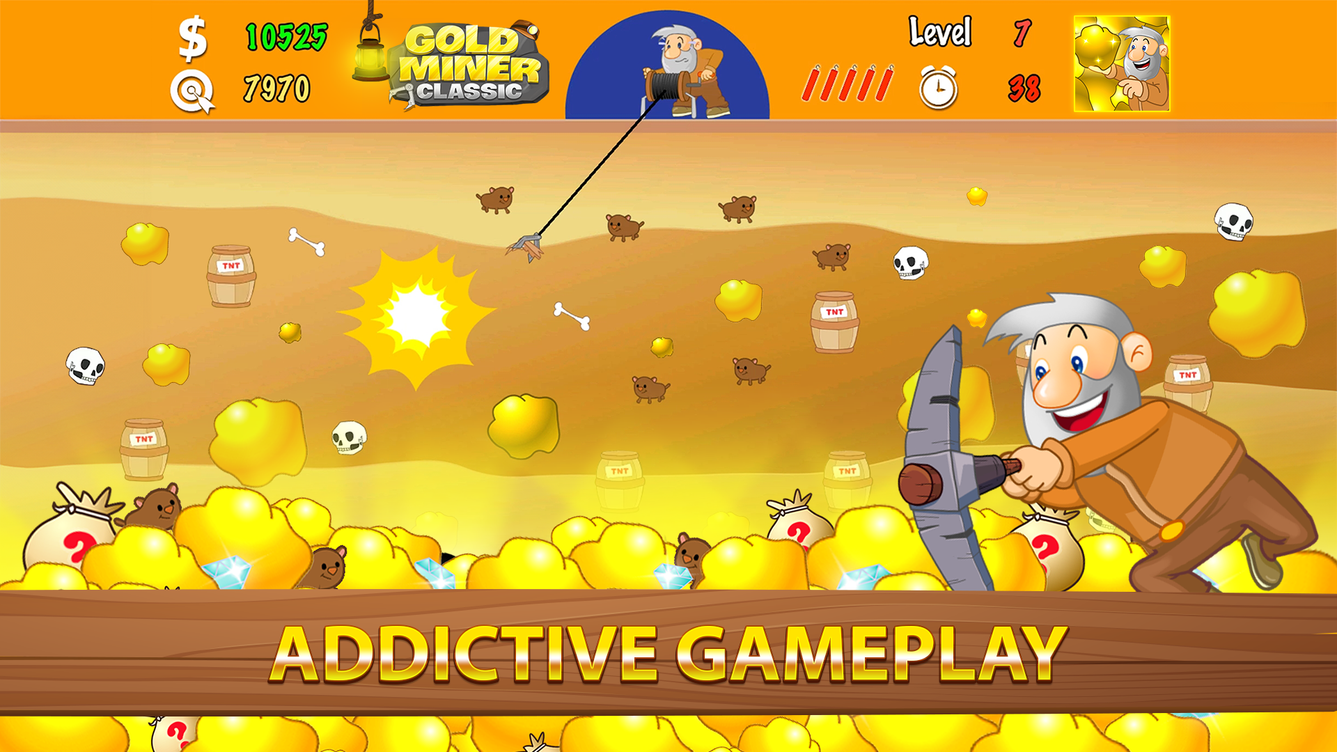Gold Miner Classic: Gold Rush Game Screenshot