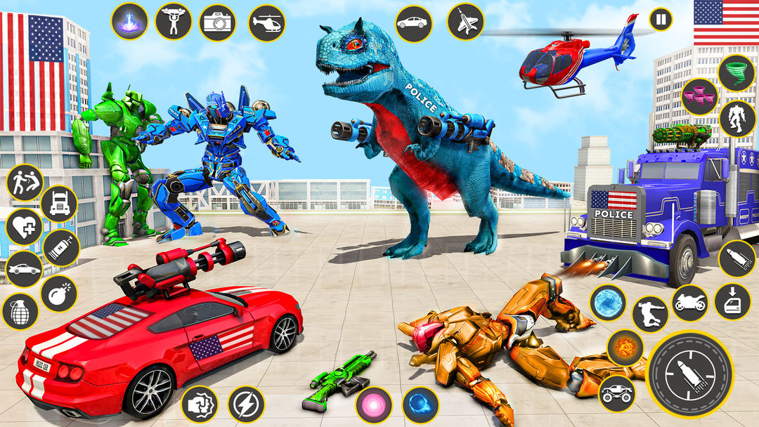 具有多種機器人遊戲轉換的警車機器人遊戲和恐龍機器人遊戲遊戲截圖