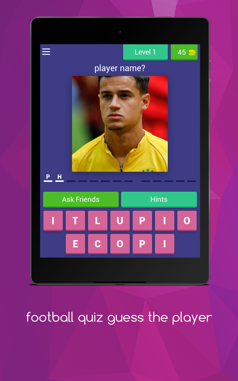 football quiz guess the player Game Screenshot