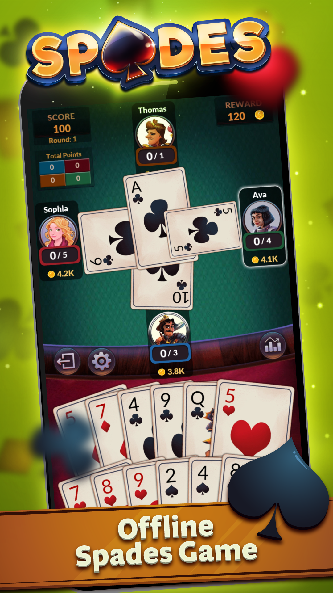 Screenshot 1 of Spades Offline - Kartenspiele 2.5.3