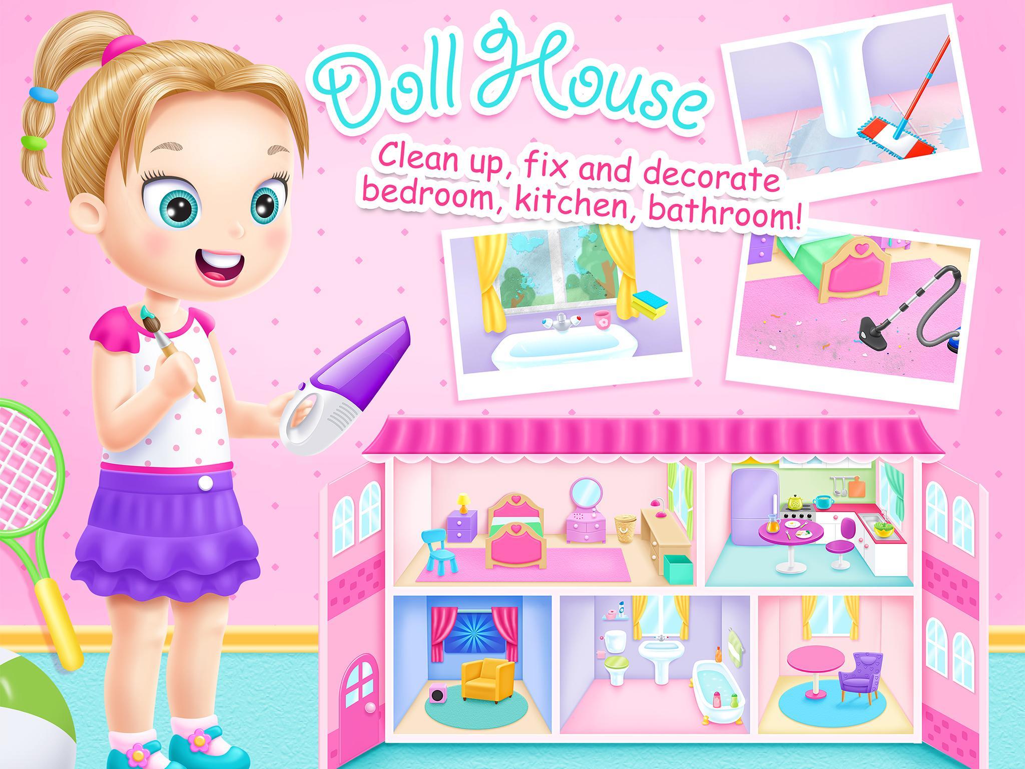 Captura de Tela do Jogo Doll House Cleanup