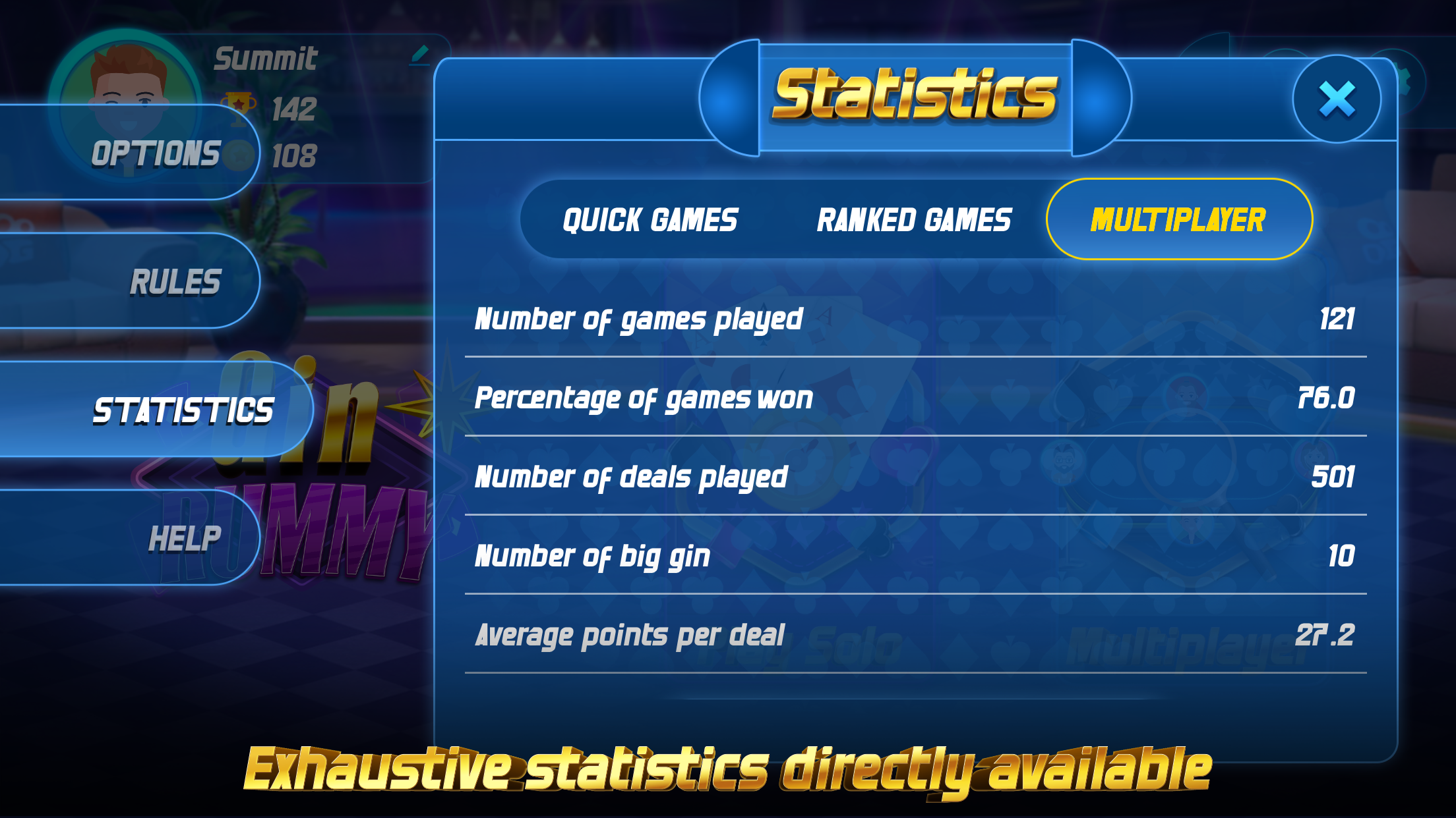 Screenshot of Gin Rummy Online