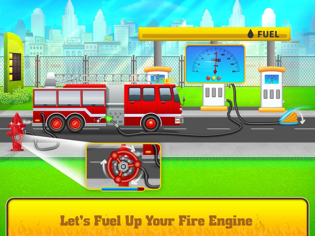 เด็กนักผจญเพลิง: กู้ภัยดับเพลิงและอู่ล้างรถ ภาพหน้าจอเกม