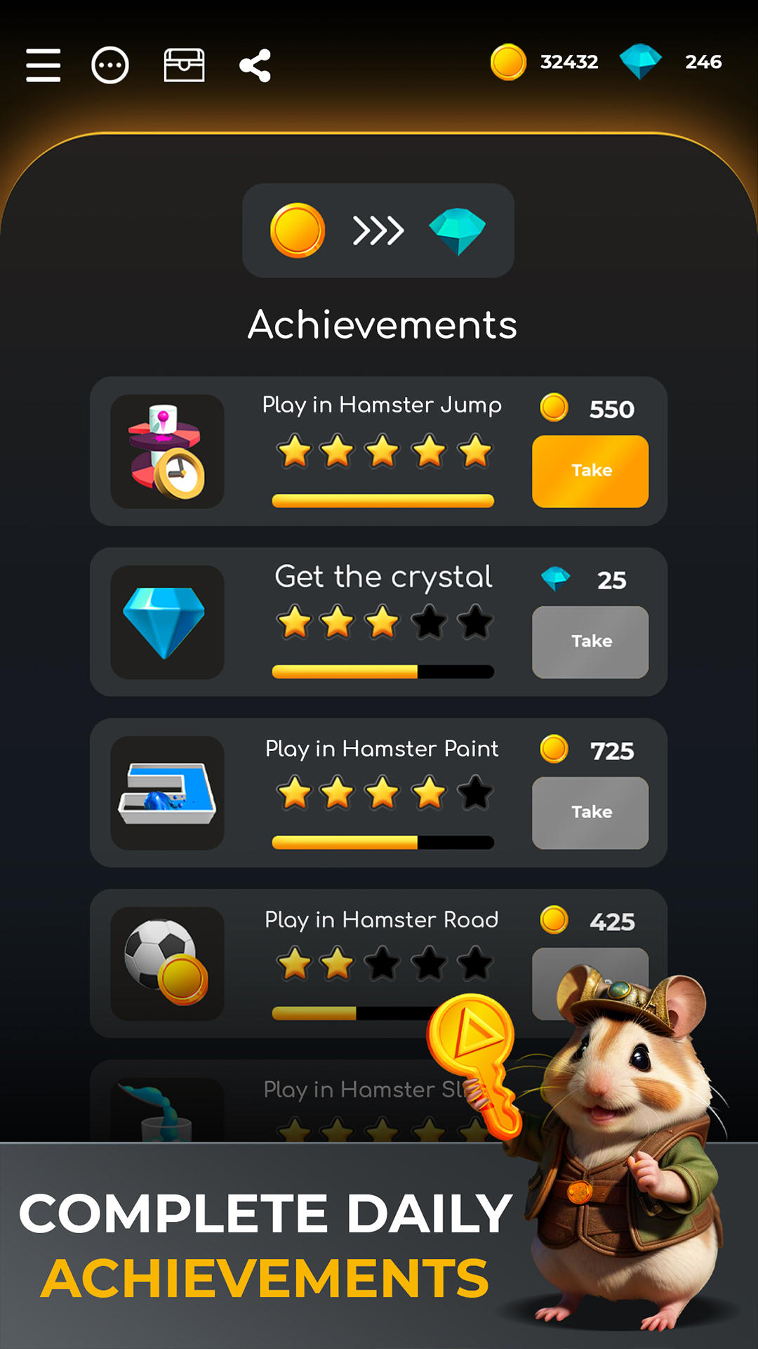 Hamster Keys - Mini Games Game Screenshot