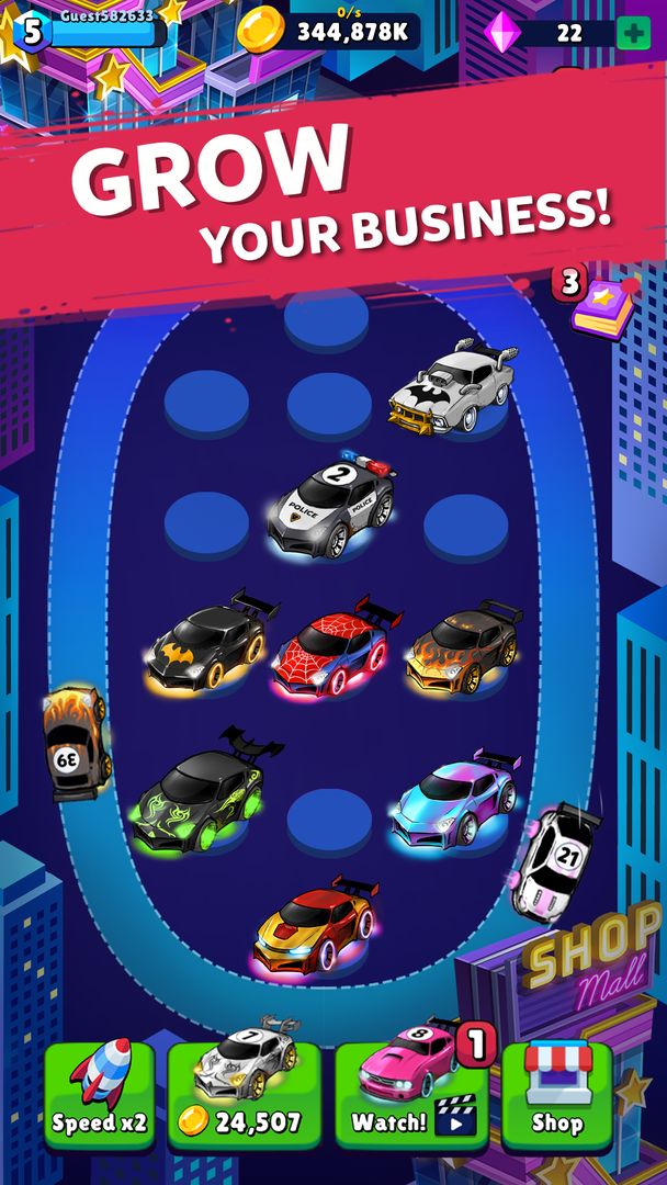 Merge Neon Car: Idle Car Merge screenshot game