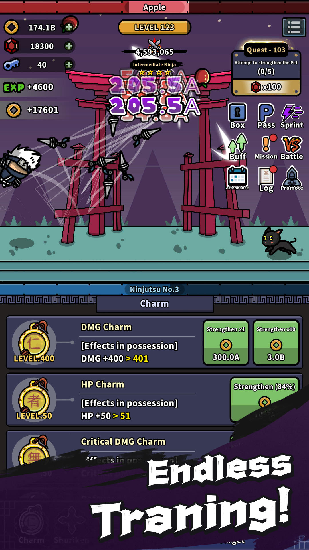 IDLE Fiery Ninja Game Screenshot