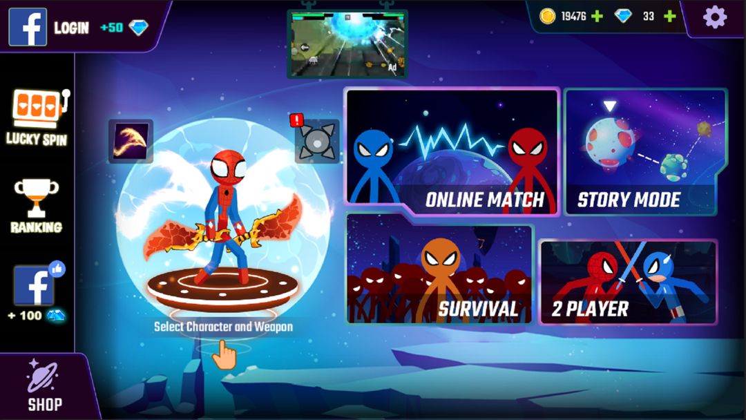 Spider Stickman Fighting 2 - Supeme Dual遊戲截圖