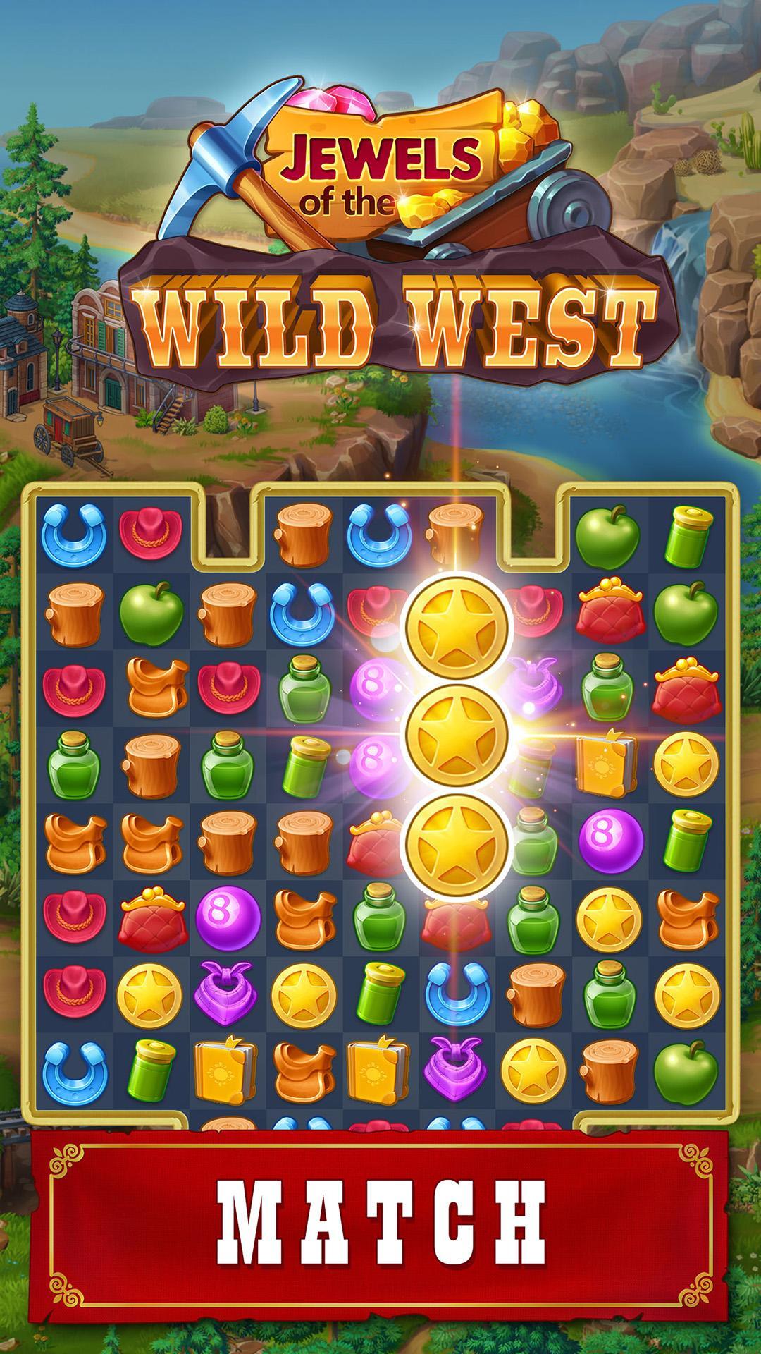 Cuplikan Layar Game Jewels of the Wild West: Match gems & restore town