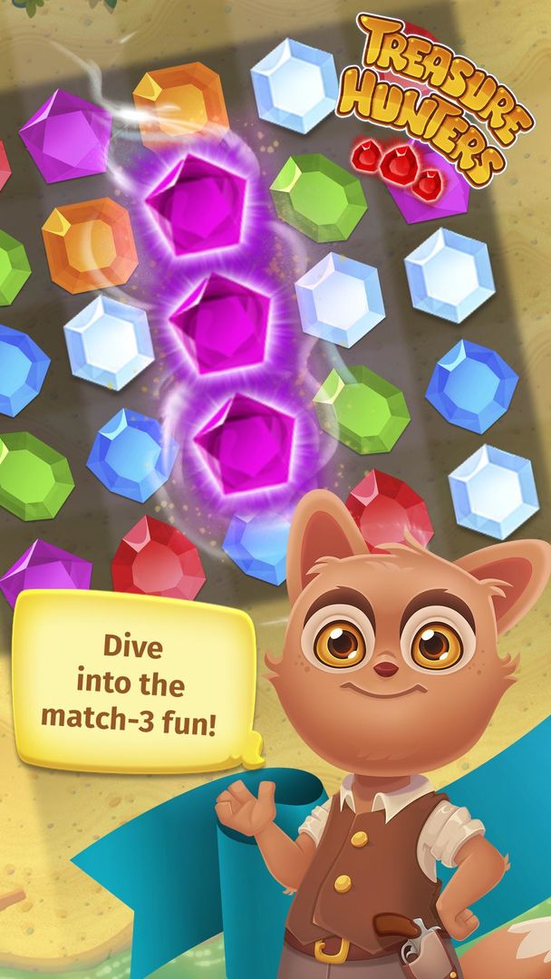 Treasure Hunters: free match3 gems 게임 스크린 샷
