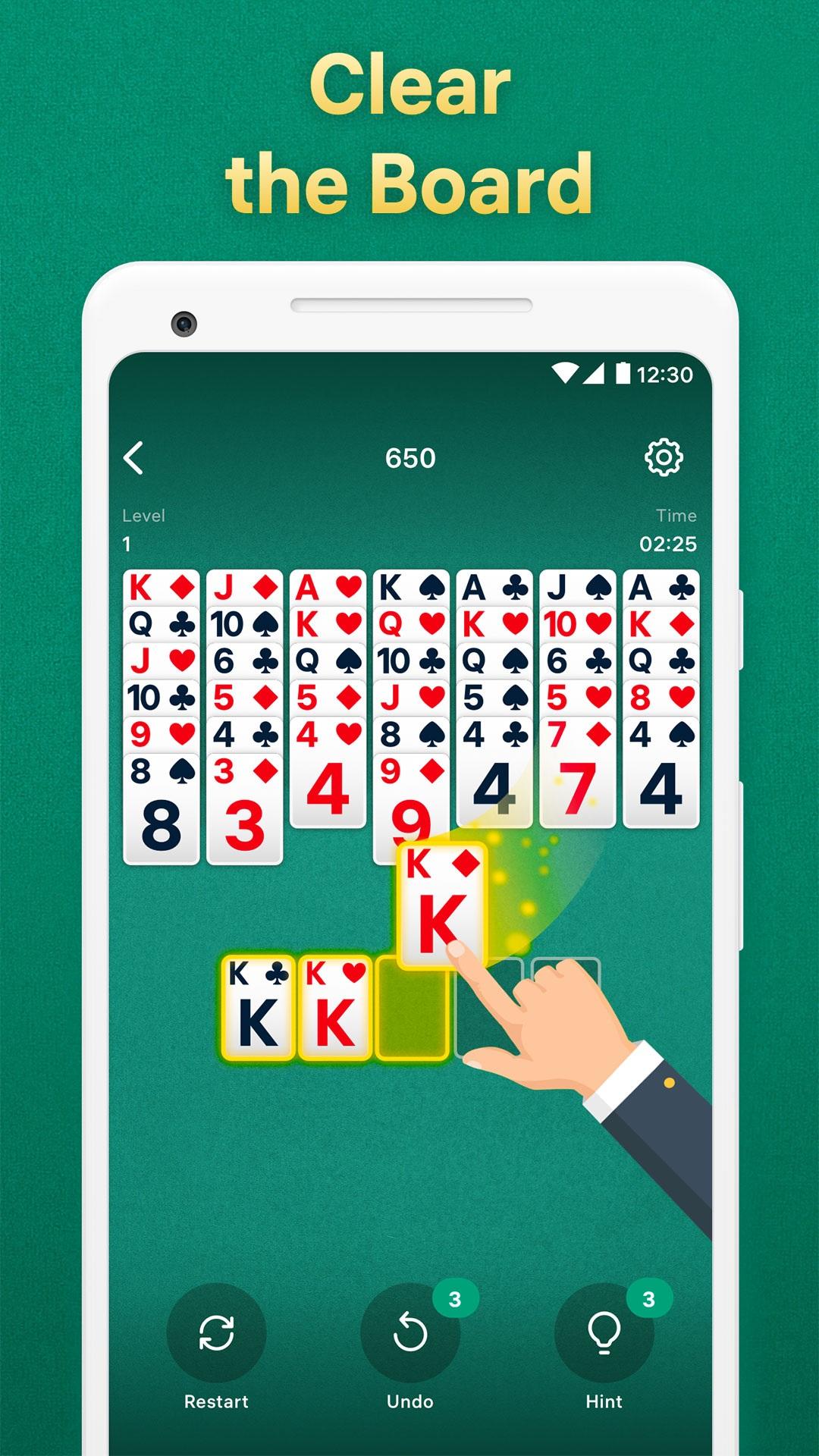 Freecell Solitaire - Green Felt  Solitaire, Solitaire games, Games to play