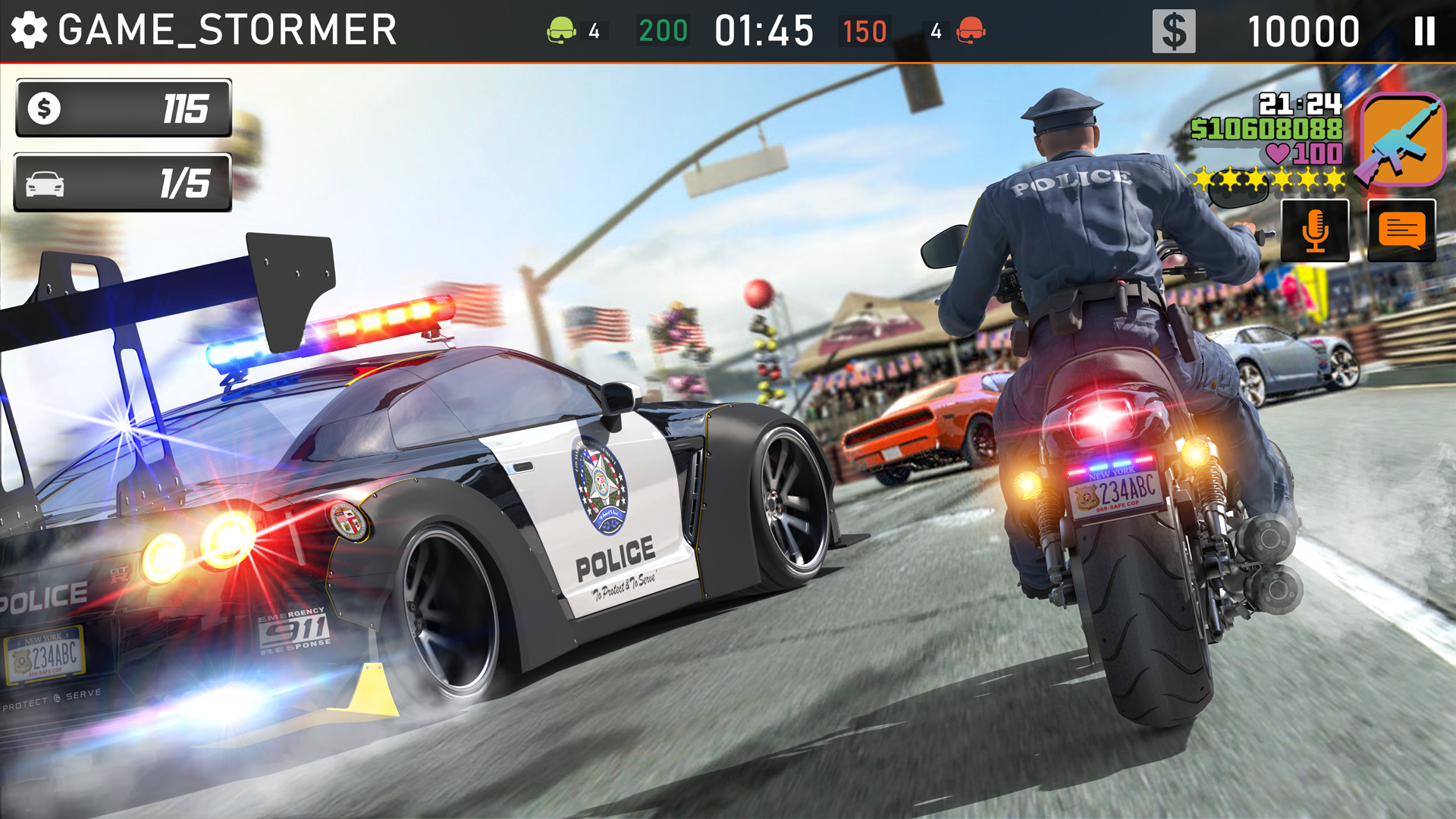 Bike Chase 3D Police Car Games Game Screenshot
