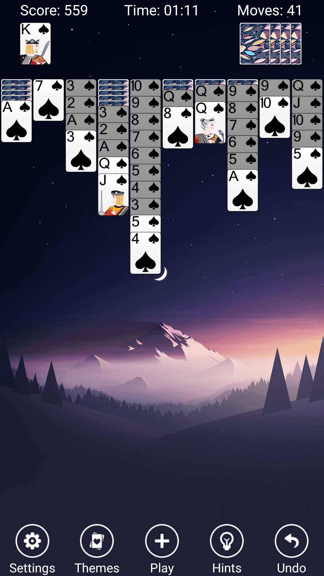 Spider Solitaire Game Screenshot