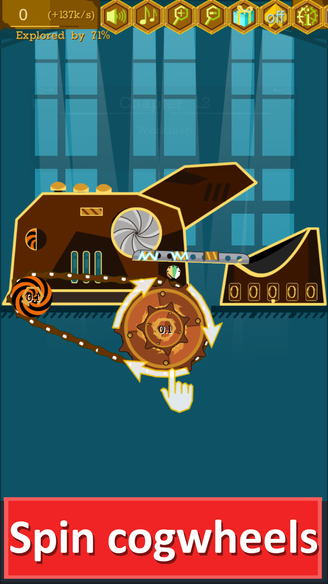 Steampunk Idle Gear Spinner Game Screenshot