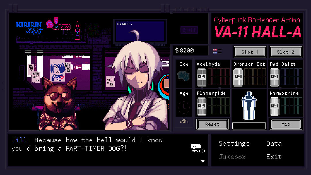 VA-11 Hall-A: Cyberpunk Bartender Action遊戲截圖