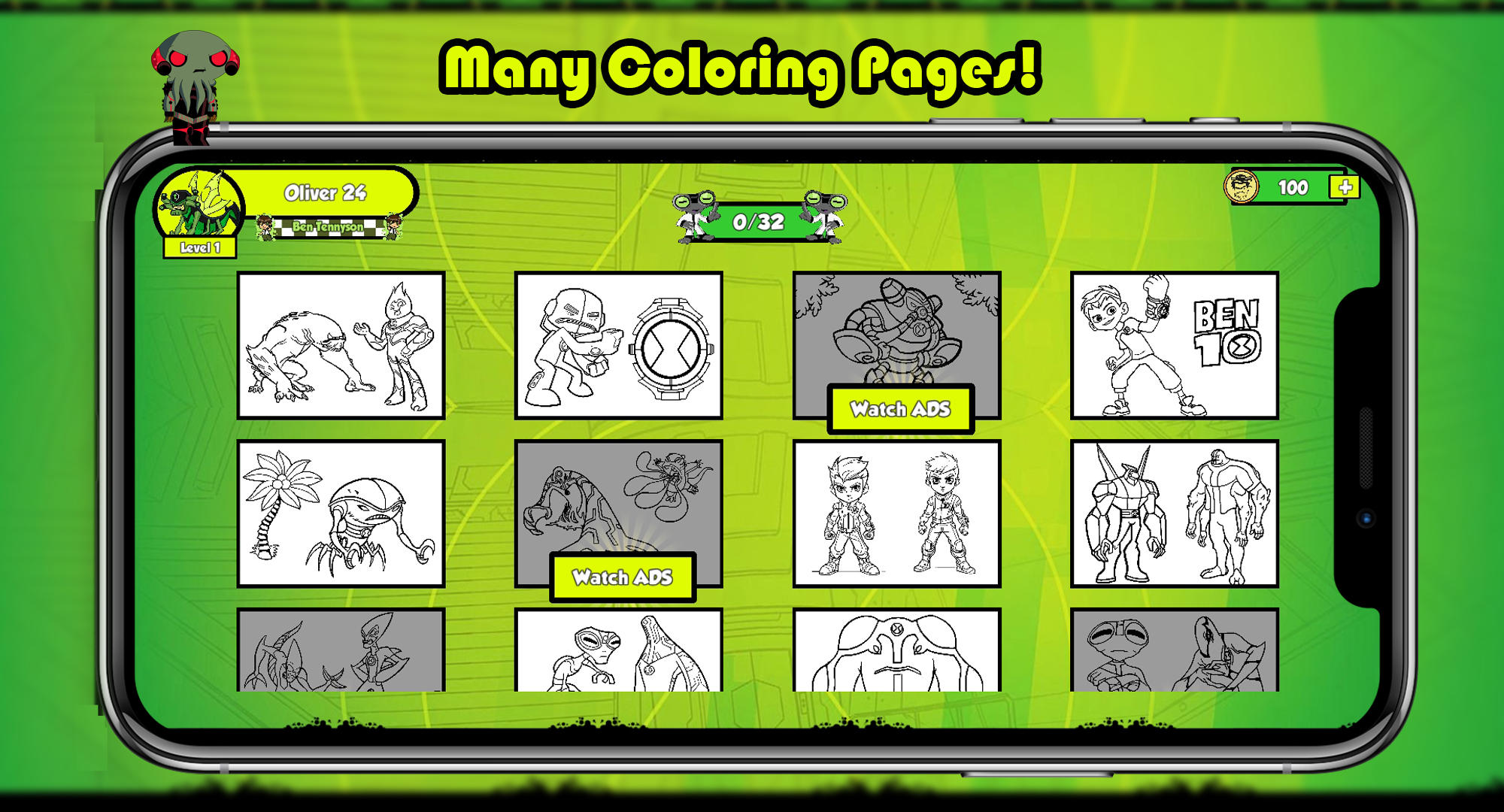 Ben Alien 10 Coloring Game Screenshot