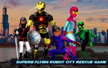 Flying Superhero GrandCity War Game Screenshot