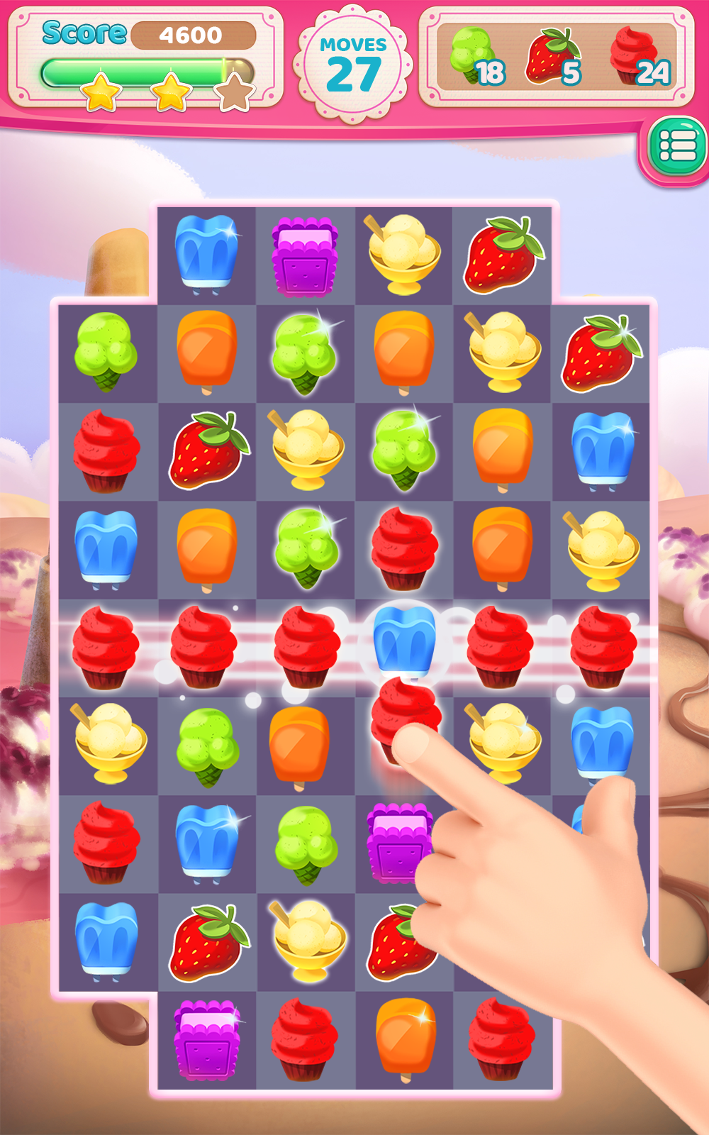 Cream Crush Match 3 Game Screenshot